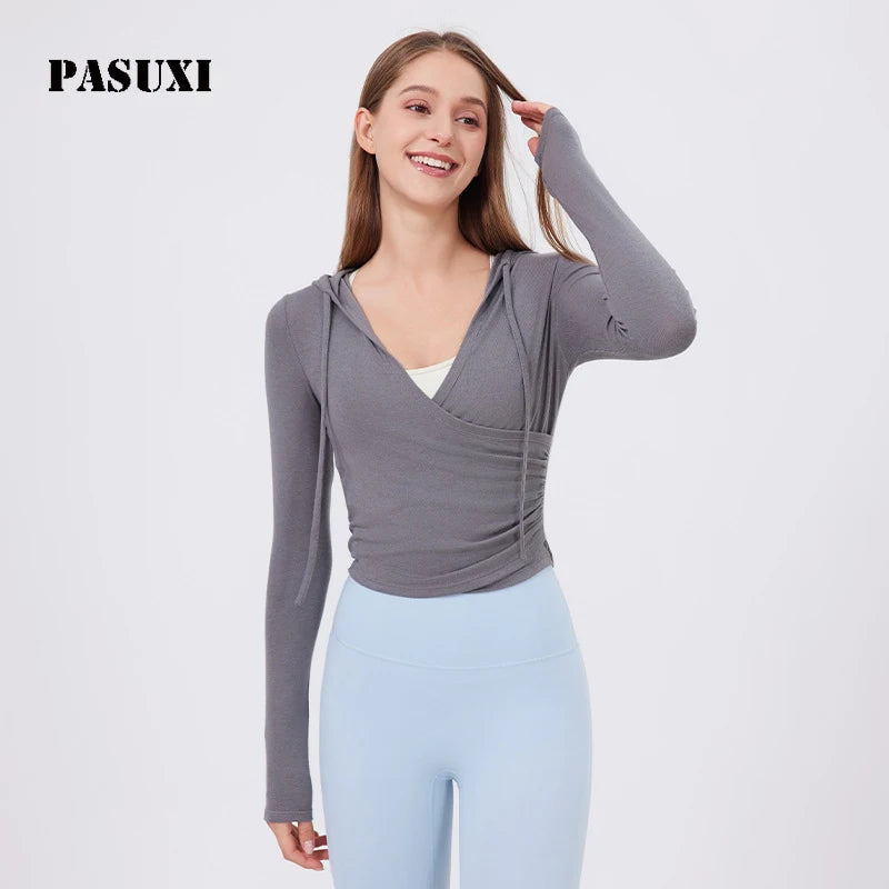 PASUXI Athleisure Minimalist Lightweight Long Sleeve Performance T-shirt for Women Seamless Quick Dry Gym Top Yoga Top