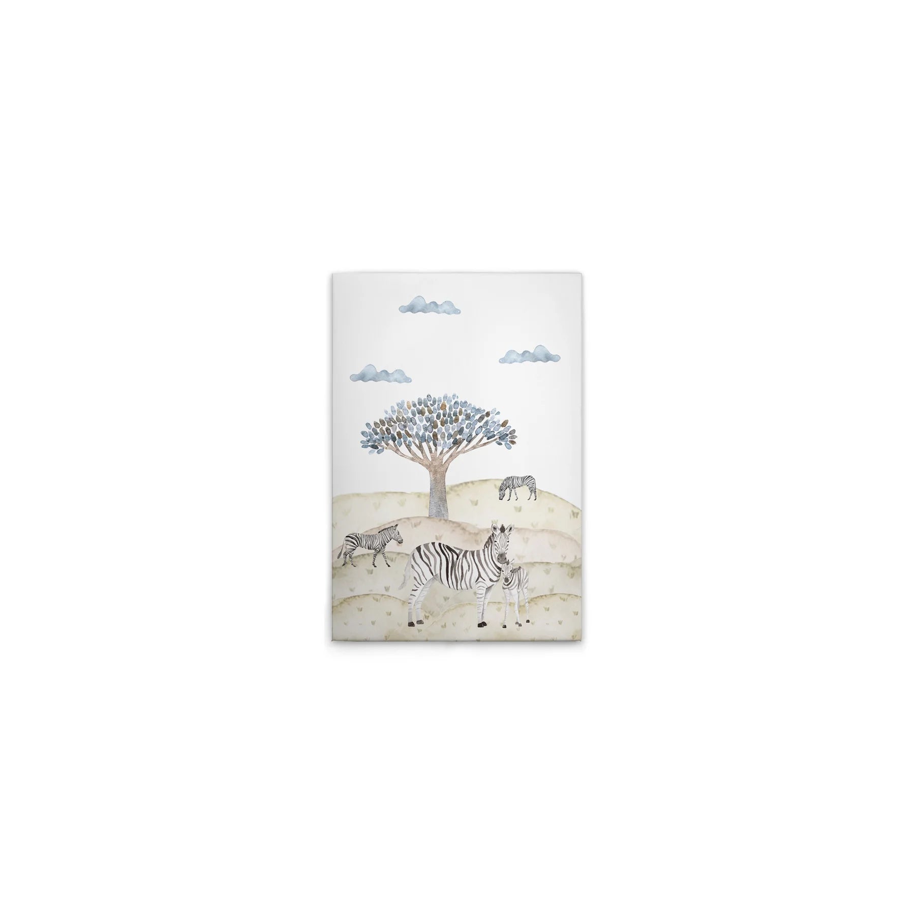 Made In Germany - Home Decor Canvas Picture Safari Zebras - Wall Mural In Beige And Blue - Canvas Picture On Stretcher Frame