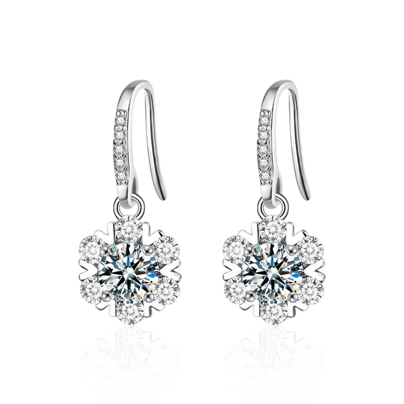 XEZ042 Fashion 0.5CT Sunflower Moissanite Drop Earrings 925 Sterling Silver Flower Earrings for Woman Gifts Wholesale