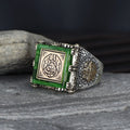 Azuris VALKH1588 Custom Logo 925 Sterling Silver Ottoman Style Men's Ring-Turkey Traditional Muslim Clothing Accessories Natural