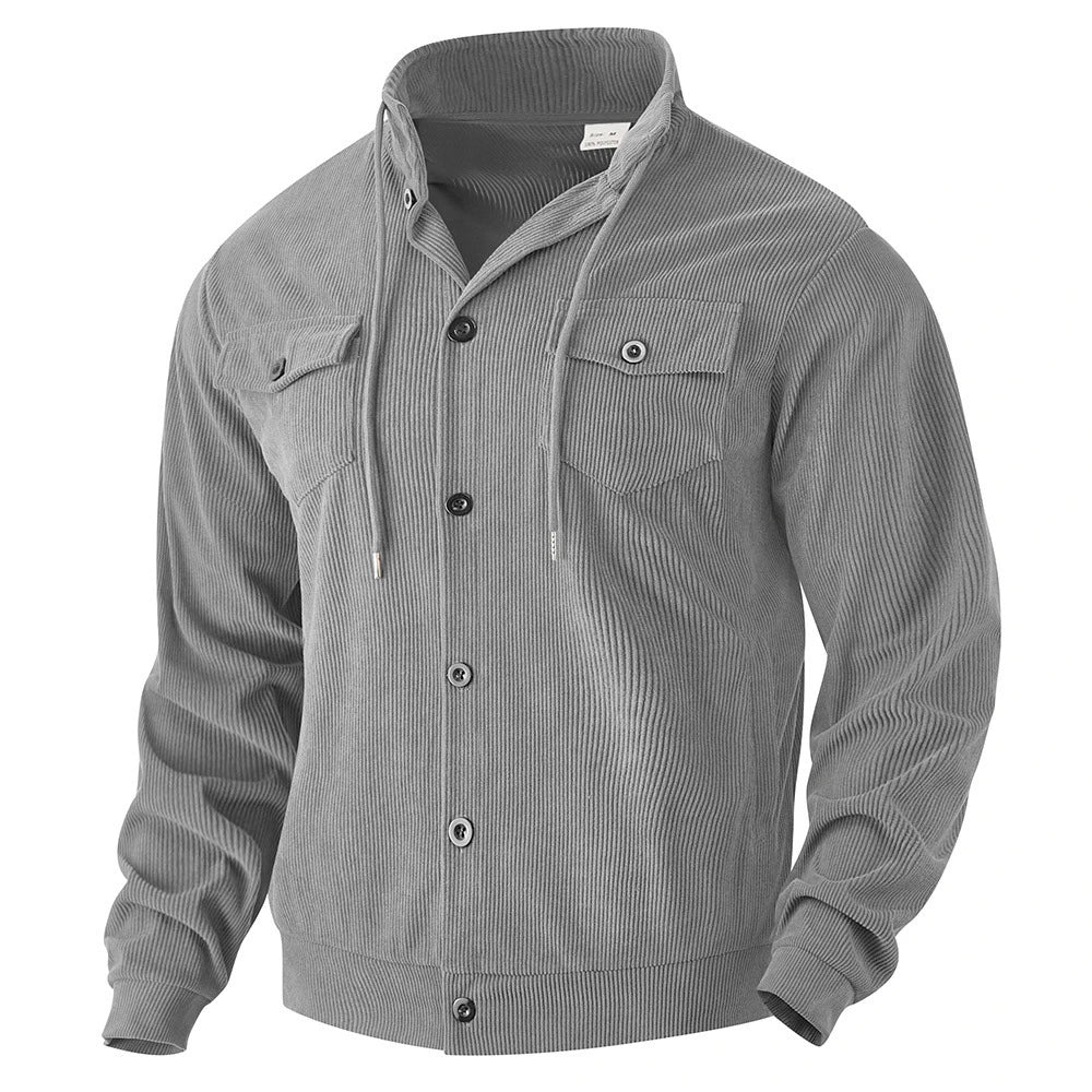 2026 High-Quality Spring Autumn Corduroy Work Jacket with Multiple Pocket and Collar and Button Closure Multi-Pocket Work Jacket MegaBDM