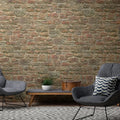 Germany Made Stone Wall Look Photo Wallpaper Mural Orange Red Brown Non Woven Vinyl Sound-Absorbing Removable Matte Living Room