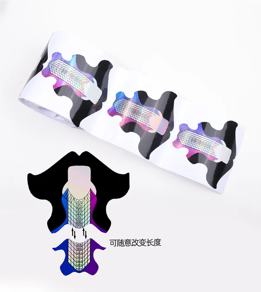 Customized Logo Nail Forms 157g/200g Aluminum Paper PVC Nail Extension Form Dual Nail Tips