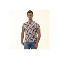 Pineapple and Colorful Geometric Print White Crew Neck Men's Summer T-Shirt 100% Cotton Combed Cotton Single