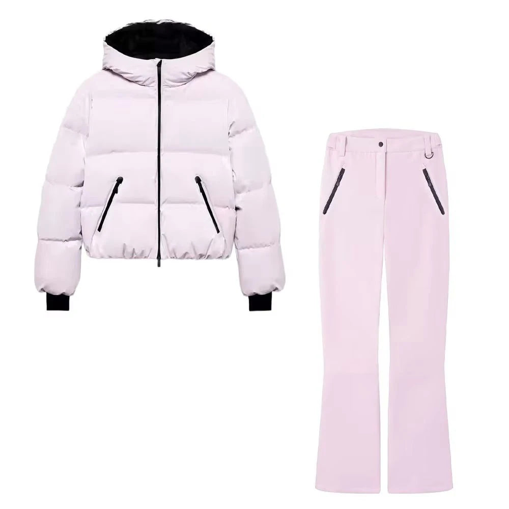 2026 Winter Outdoor Waterproof & Windproof Cotton Jacket Hiking Pants and Stretch Warm Fleece Set