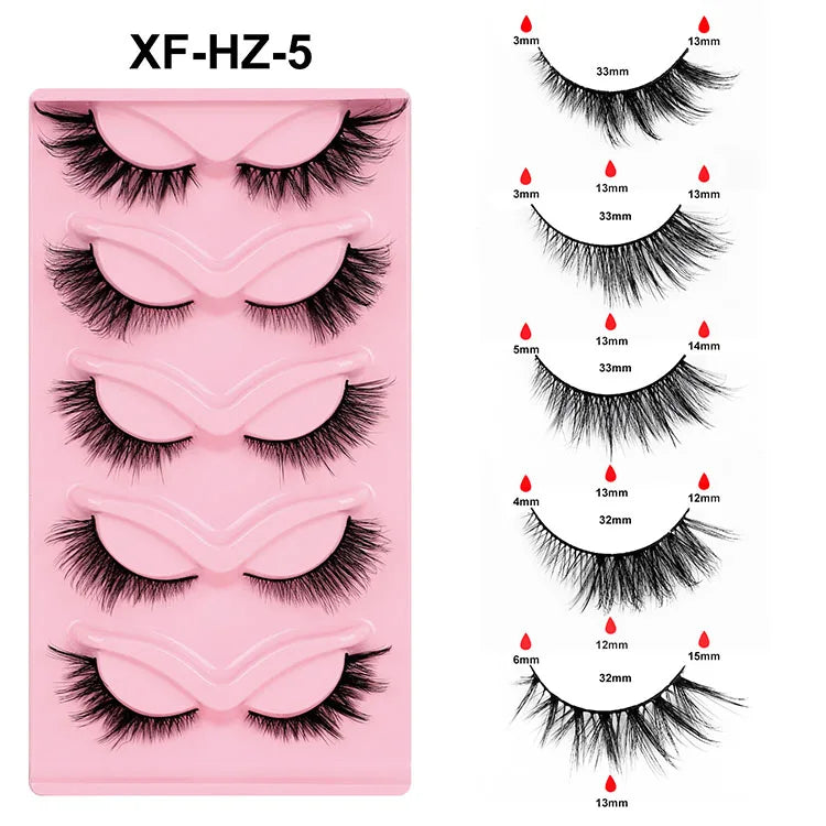 Synthetic Material Eyelashes 5pairs Wholesale Custom Package Lashes Natural Look Full Strip Eyelashes Private Label Eyelashes