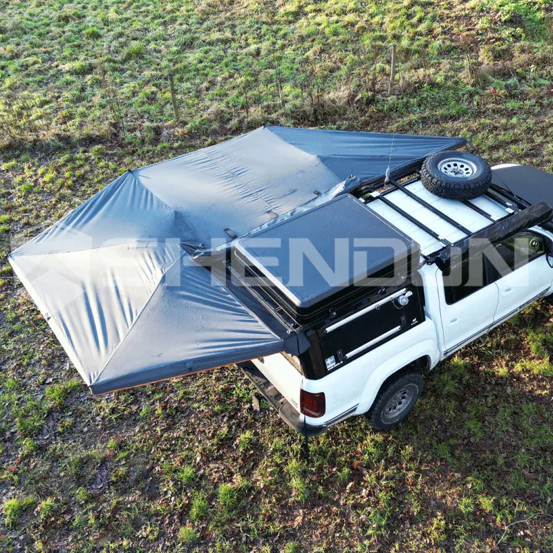 SNDN Hot Selling Retractable Heavy Duty Aluminum Alloy Frame Car Awning 270 4x4 Car Camping Lightweight 270 Awning Free Standing