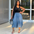 Women's European & American Cross-Border Street Casual Straight Wide-Leg Crop Denim Pants