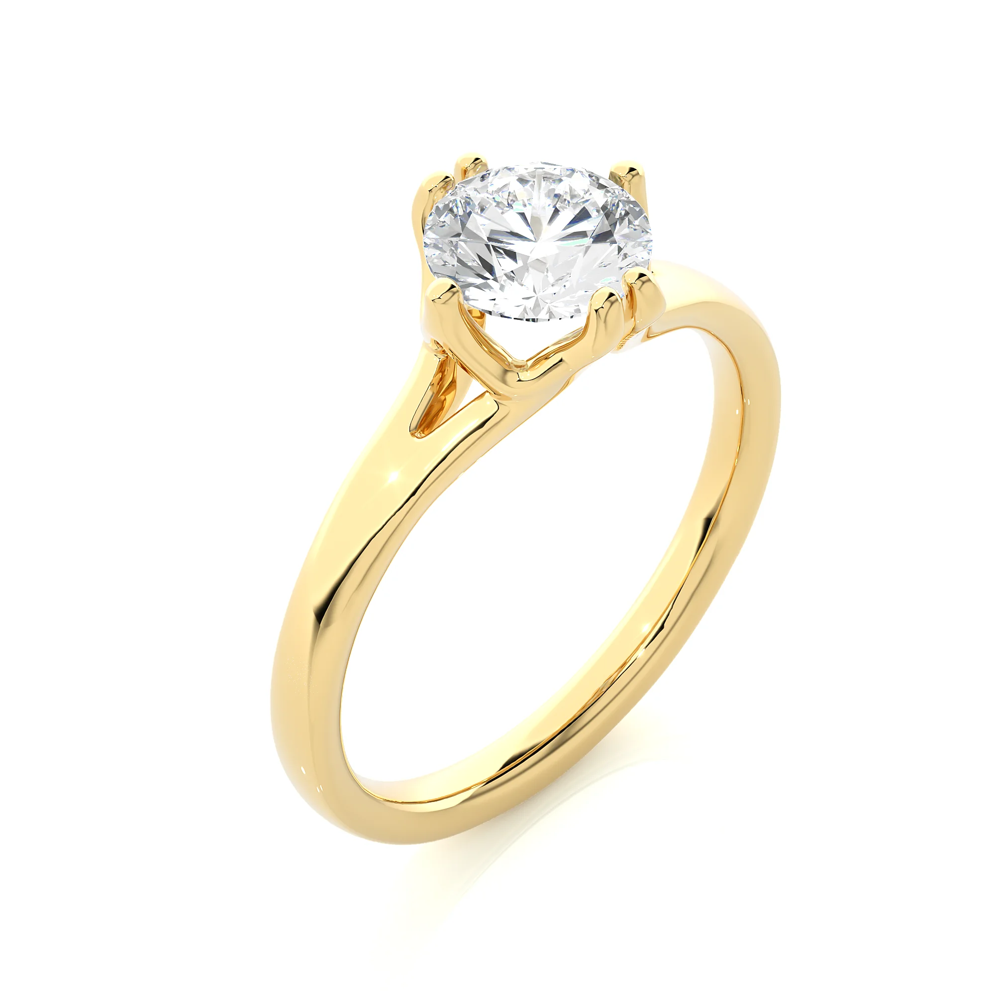 Luxury Lab Grown Diamond Ring 14K Gold Plated Sterling Silver IGI Certified Classic Simple Design for Women's Wedding Engagement