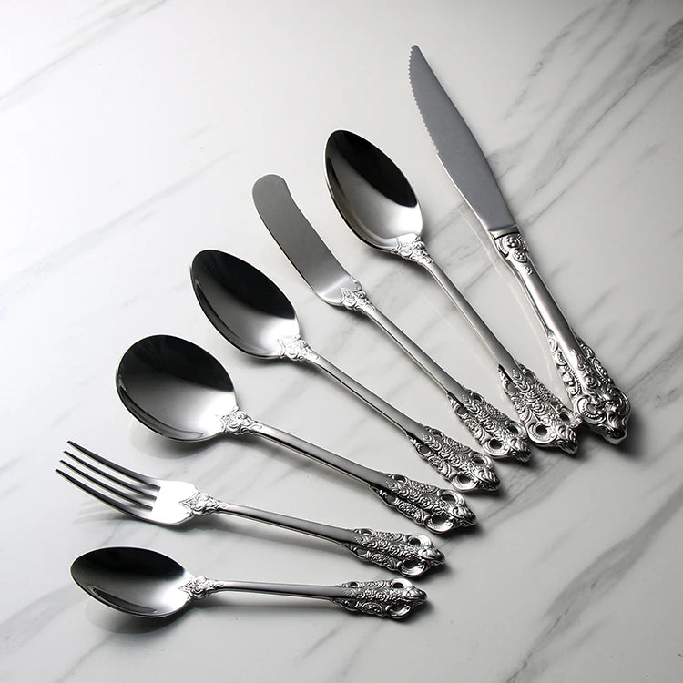 Luxury High-End Stainless Steel Cutlery Set Modern Design Mirror Polish Spoon for Home Party Use or Giveaways