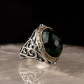 925 Sterling Silver Men's Ring Zircon Stone Turkish Made Ottoman Style Model RCEGYT-136