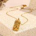 Dreamshow Vintage Jewelry Colorful Engraved Tarot Necklace Gold Plated Pendant Necklace Stainless Steel Jewelry
