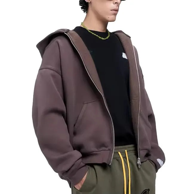100% Cotton 400gsm Embroidered Breathable Fleece Hoody Sweatshirt Boxy Fit No String Hoodie with Pocket for Men