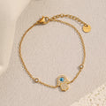 Dreamshow Vintage Jewelry Evil Eye Zircon Hand Chain Bracelet Gold Plated Stainless Steel Jewelry