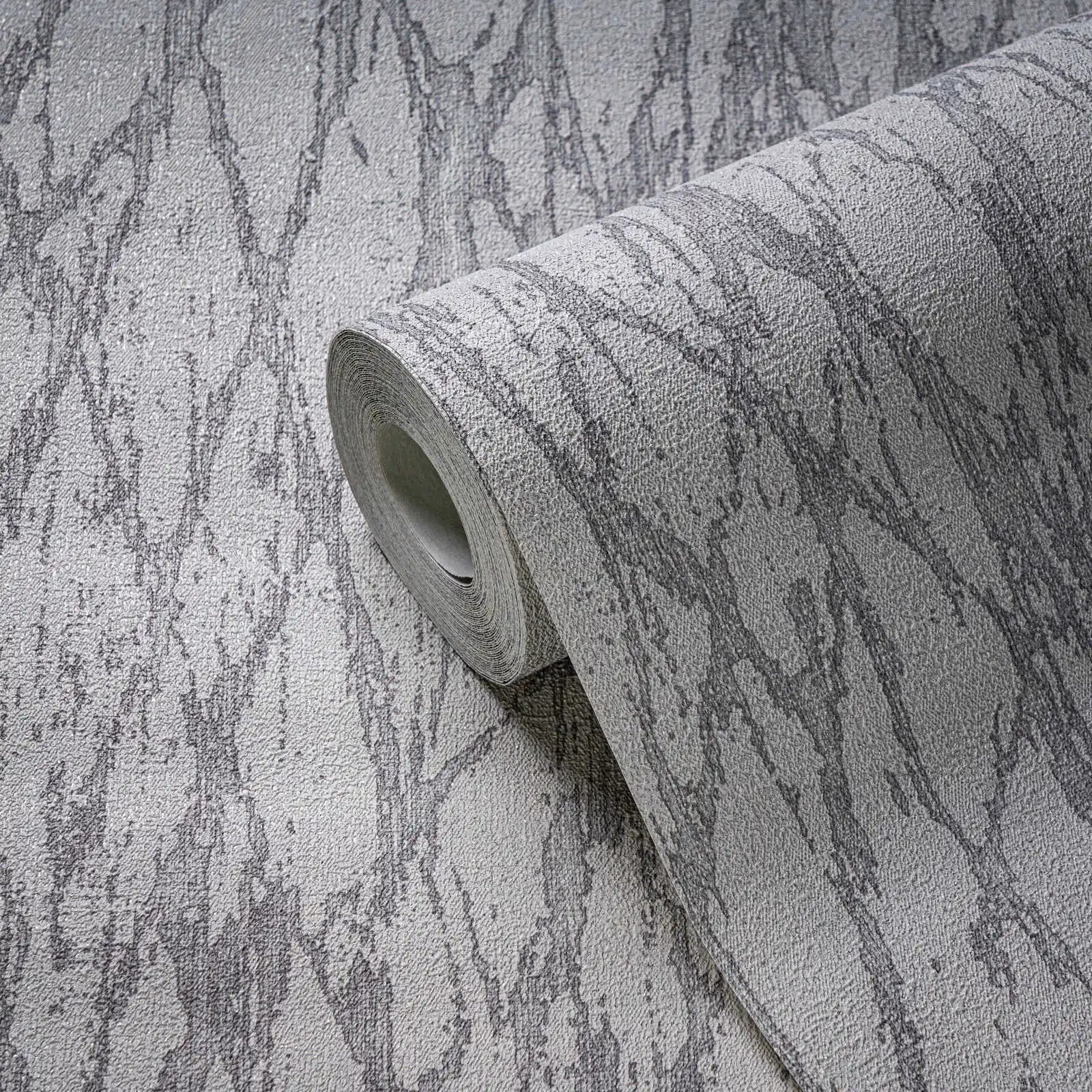 Made in Germany - Wallpaper rolls Stone Look White Grey Silver Metallic - Non Woven Vinyl - Wallpaper Metallic - 1005 x 053 m