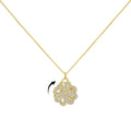 Rotating Four-Leaf Clover Inlaid With Zircon 925 Sterling Silver Pendant Without Fading Star Necklace for Women