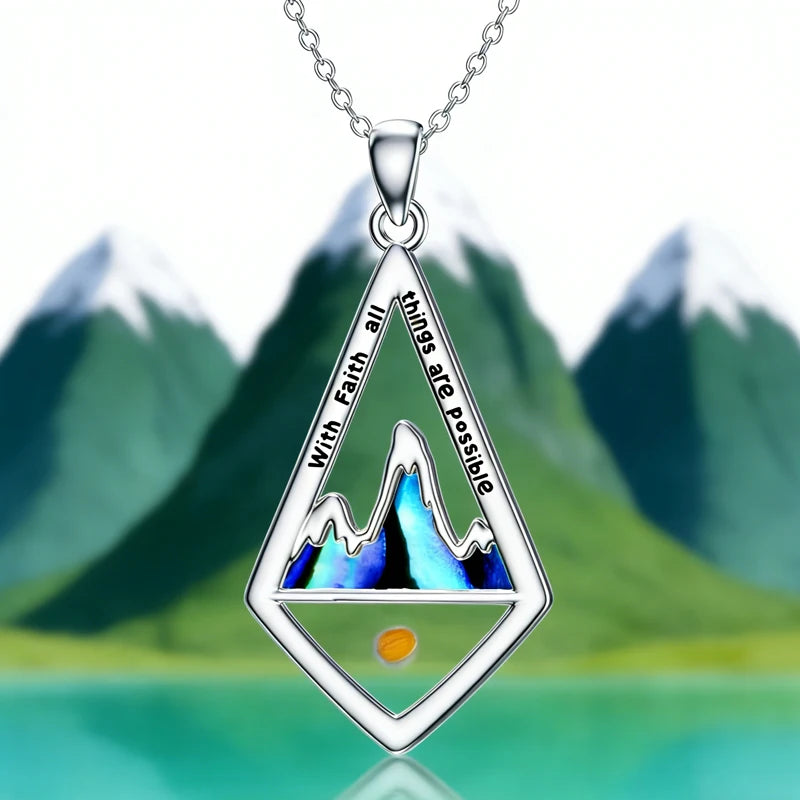 Stainless Steel Necklace Abalone Shell Minimalist Faith Geometric Hill Mustard Seed Inspired Jewelry Women Tarnish Resistant