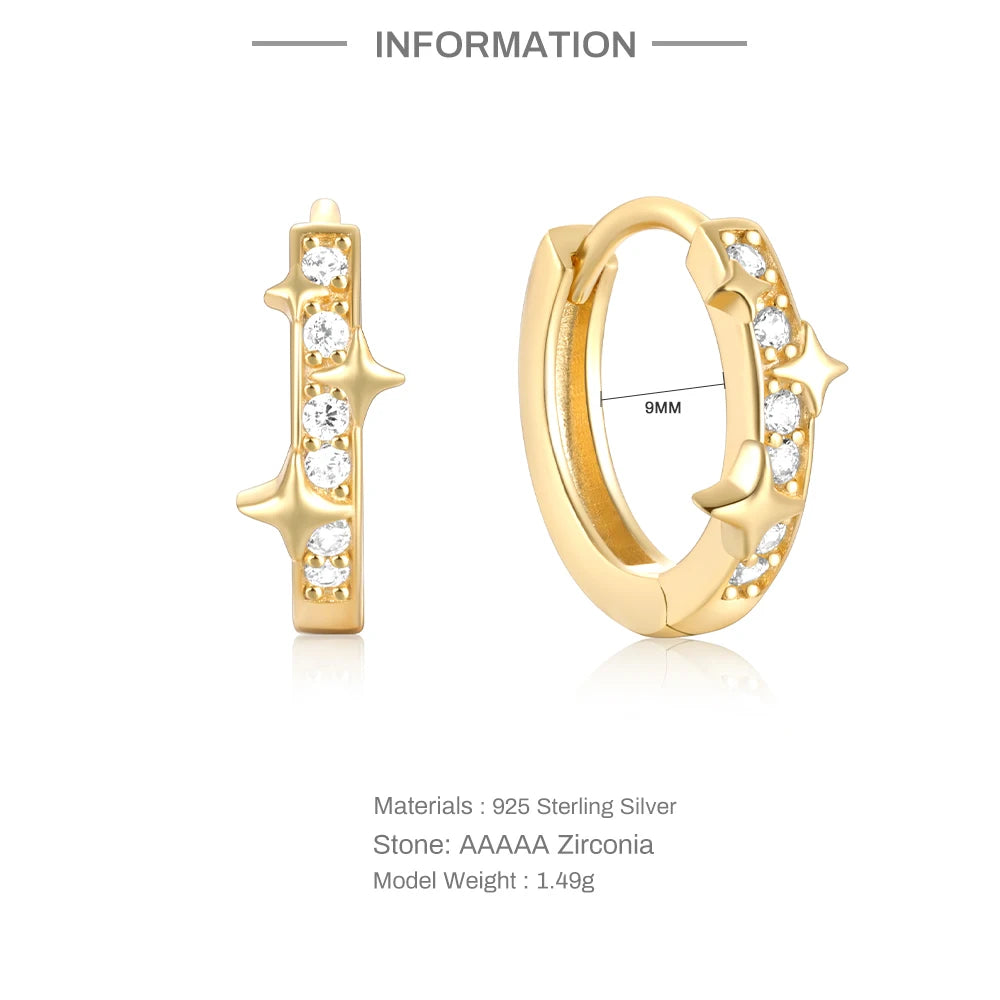 CANNER Simple S925 Sterling Silver Star 5a Zircon Earrings 18k Gold-Plated Thicker Plating Custom Huggie Earrings Jewelry