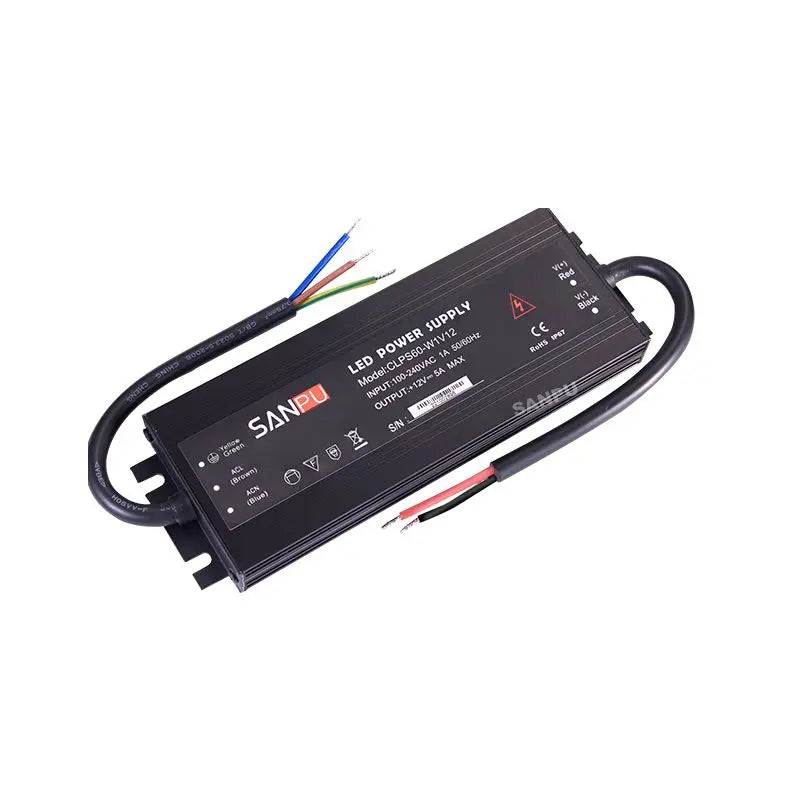60W IP67 Outdoor Slim Black SMPS Power Supply Waterproof AC-DC Aluminum Case 2-Year Warranty CCTV Switching LED Strip Driver