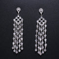MOQ 2pcs Wholesale Jewelry Women Wedding Cubic Zirconia Tassel Long Bridal Earrings