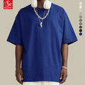 SK Men's Casual O-Neck Short Sleeve T-shirts 100% Cotton 260gsm Thick Oversized Blank Silk Screen Printing Woven Eco-Friendly
