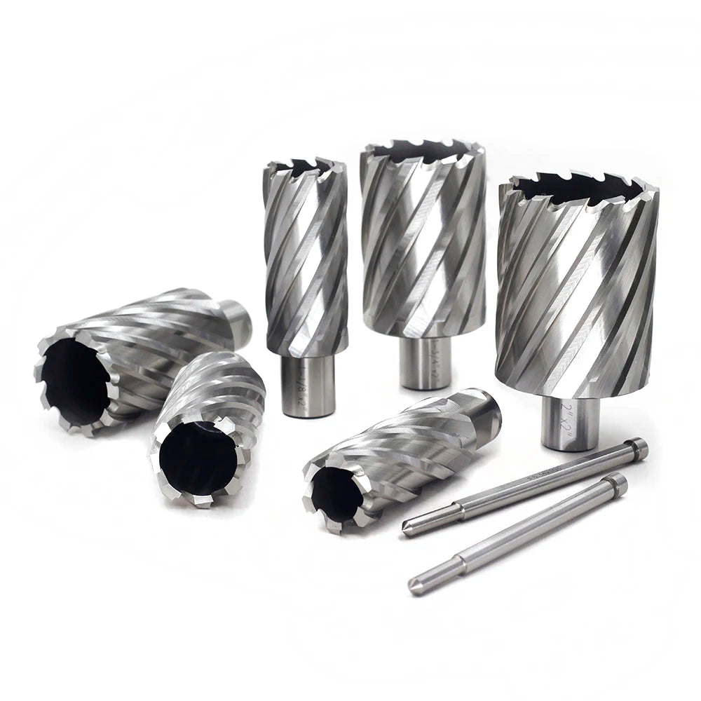 Popular XMGT HSS Annular Cutter Core Drill Bit Set Weldon Shank Plain Finish 3-Year Warranty Silver Steel Color Drilling