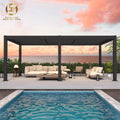 All-season Modern Luxury Aluminum Louvered Pergola with Motorized Option Waterproof & Eco-Friendly Outdoor Structure Low MOQ
