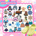Customized Wholesale Cute Trinket Pvc Diy Clog Sandal Accessories Sled Blue Shoes Decorations Winter Sonwman Shoe Charms