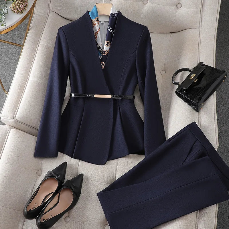 S-4XL Pink Black Suits Set Spring Autumn High Host Business Work Wear Sets Women's Professional Blazer and Pants Sets