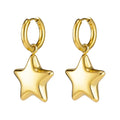 PVD 18K Gold Plated Stainless Steel Jewelry Smooth Star Shape Huggie Earrings Waterproof for Woman Drop Earrings E251667