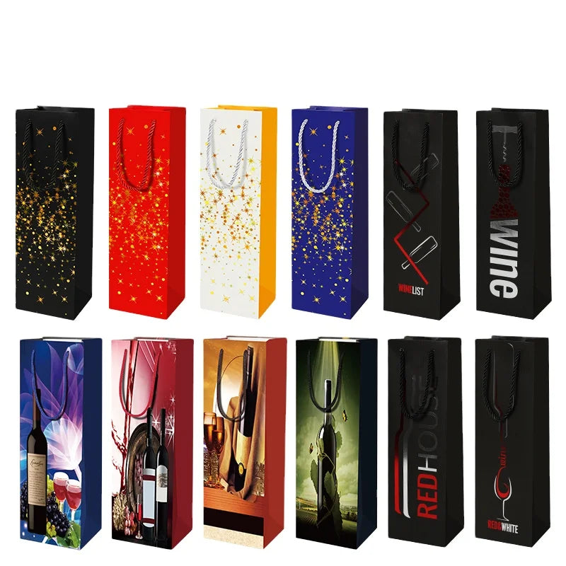 MU Factory Wine Bag Paper Bag Champagne Red Wine Single Bottle Gift Packaging Portable Paper Bag