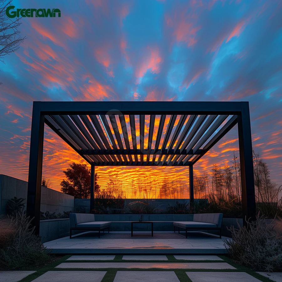 Hot Sale 3x3m Black Louvered Pergola Patio Garden Sun Shade Canopy Outdoor Aluminum Pergola