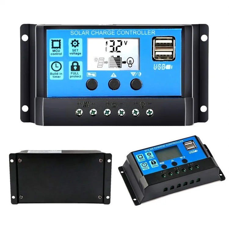 Y&H 10A 20A 30A Solar Charge Controller PWM 12V 24V Controller LCD Dual USB PV Home Solar Cell Panel Battery Charger SCC