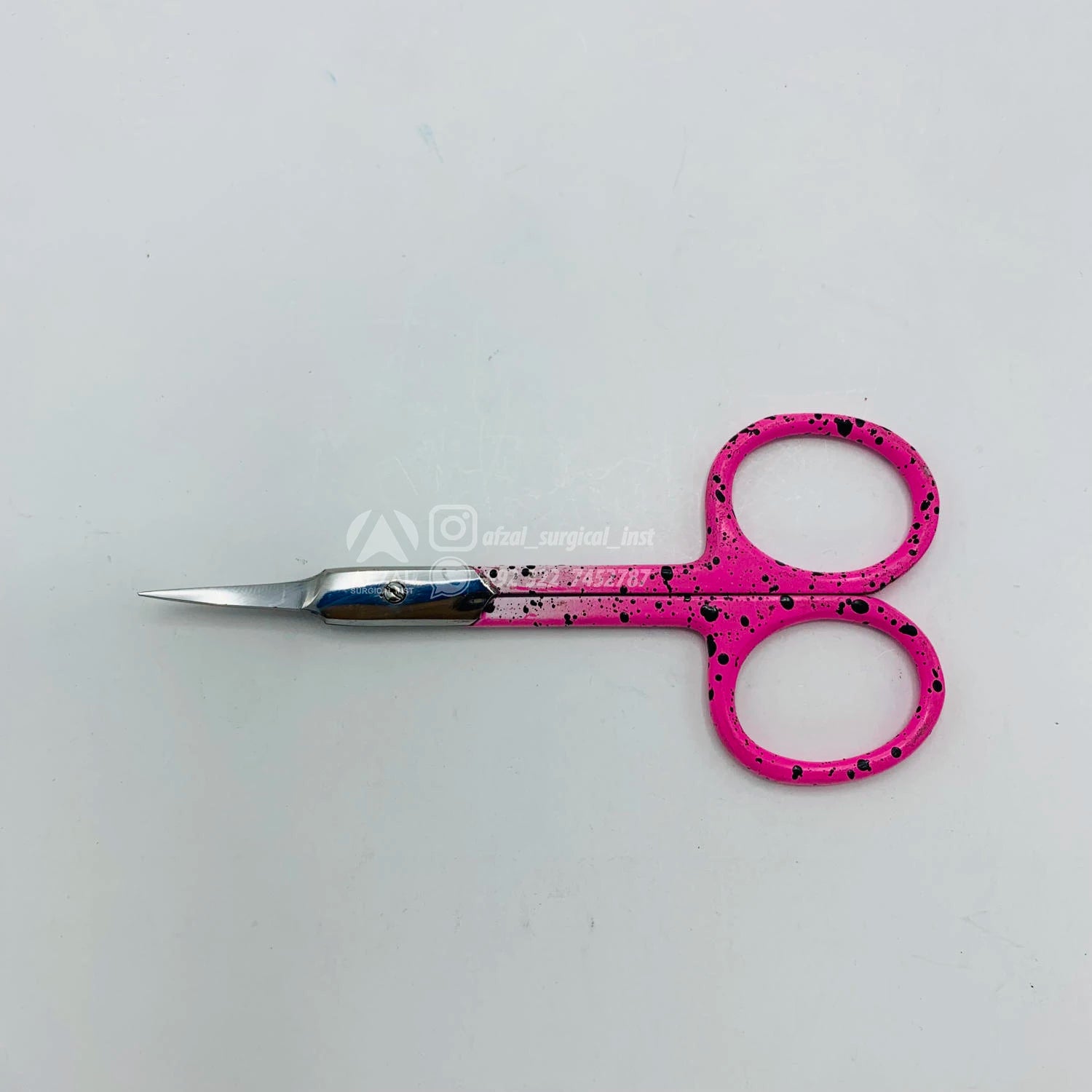 Custom Logo Best Nail Scissor With Pink Base Black Dotted Handles Stainless Steel Cuticle Nail Scissors Sharp Curved/Straight