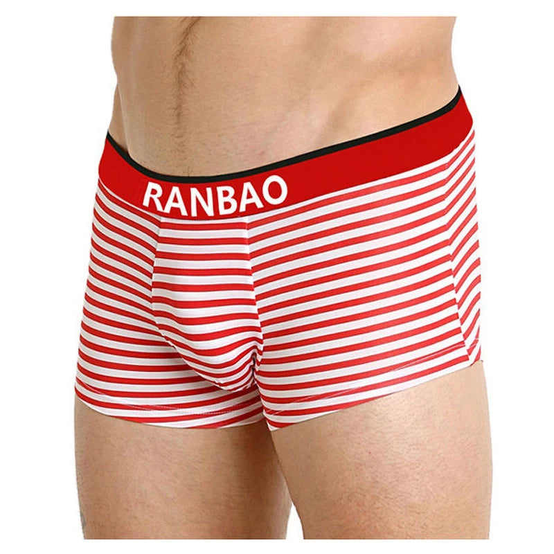 Wholesale Fashionable Red White Striped Pattern Men Boxers Underwear Custom Men's Briefs & Boxers