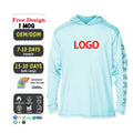 Wholesale Custom Logo Long Sleeve Fishing Shirt with SPF UPF 50 Breathable Polyester UV Sun Protection Fishing Hoodie for Men