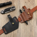 In Stock Premium PU Leather Flashlight Sheath Portable Outdoor Multi Tool Pouch Tactical Knife Belt Bag for Camping Hiking