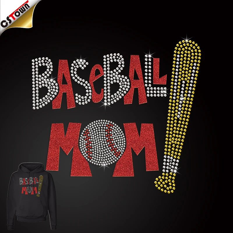 Manufacturer Baseball Mom Sports Rhinestone Motif Dtf Transfers Ready to Press