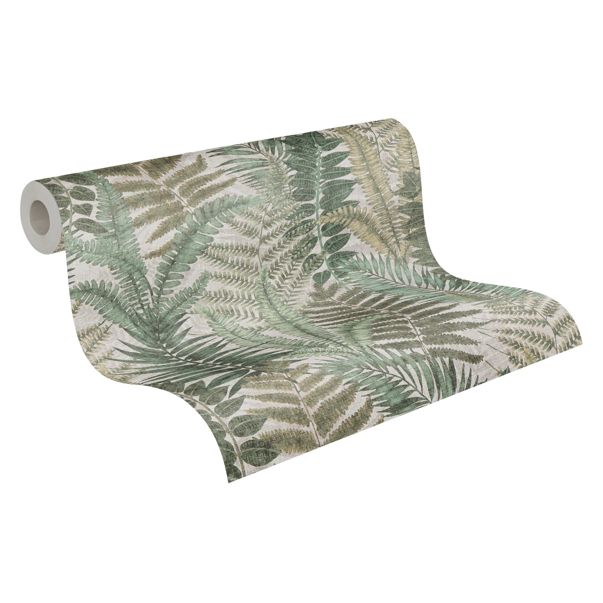 Made in Germany - Wallpaper rolls Leaves Beige Green Brown - Non Woven Vinyl - Wallpaper Plants for Walls - 1005 x 053 m