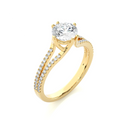 Unique Design 14K Solid Gold Lab Grown Diamond Solitaire Proposal Ring Double Band IGI Certified for Women's Engagement Gift