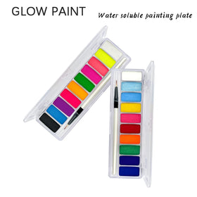 10 Color Fluorescent with Brush Body Painting Supplies Body Art Glow in Dark Face Paint Palette