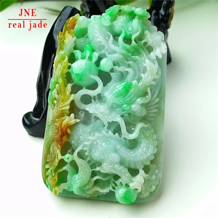 Myanmar Natural a Type Jadeite Jade Pendant Green SANCAI Dragon Brand Emerald Pendant 103.10 MegaBDM