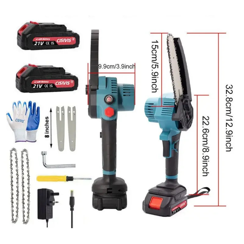 Electric Mini Chain Saw Cordless Power Hand Saw with 21V Battery for Tree Trimming & Wood Cutting Garden Tools 6 Inch