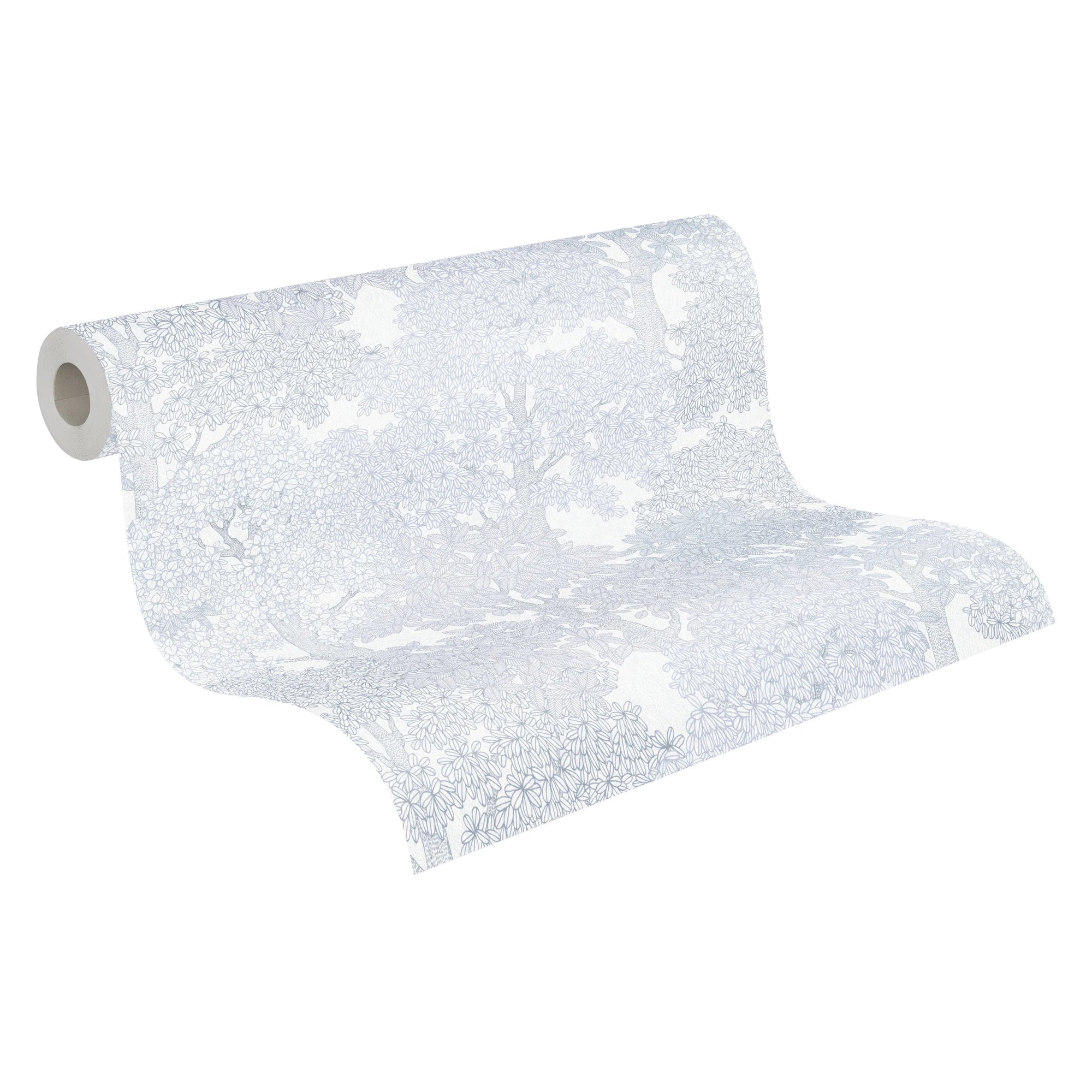 Made in Germany - Luxury Wallpaper rolls Forest Grey White Non Woven Contract Wallpaper for Hotel Flowers - 1005 x 053 m