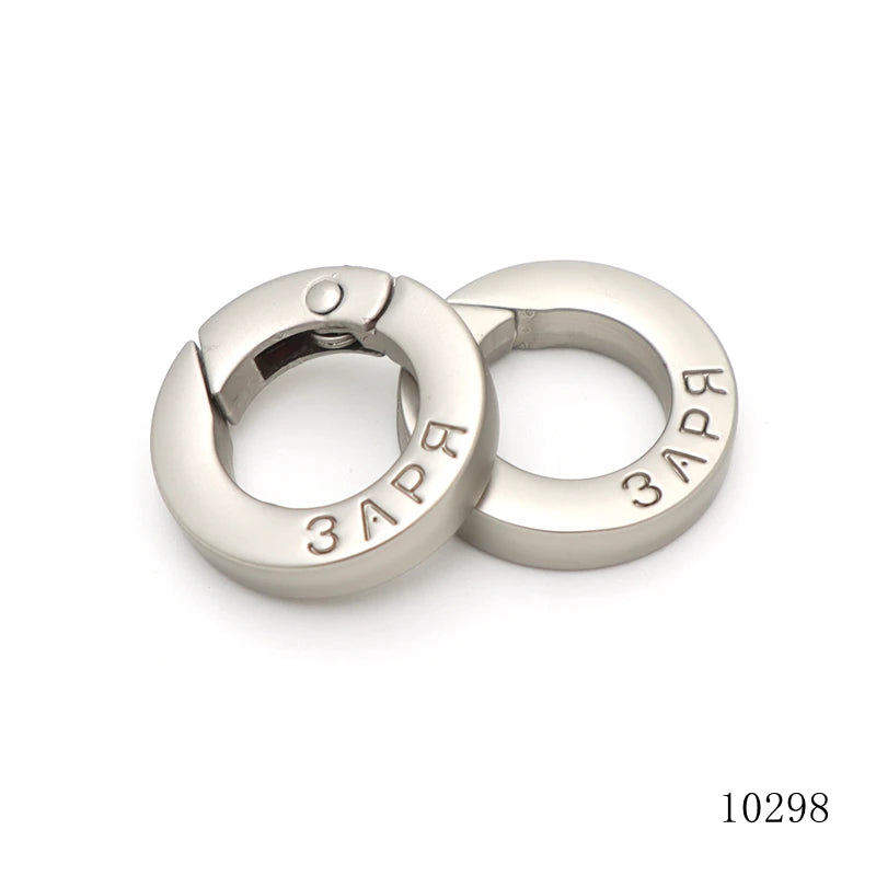Luxury Quality Custom Engrave logo Flat Spring Open Gate O Ring Clasp for Keychain and Bag Charm MegaBDM