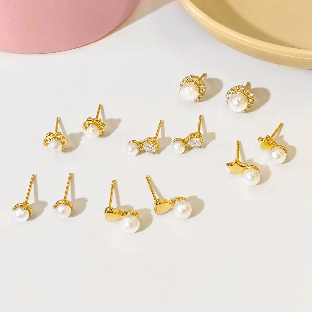Wholesale for Foxi In-Stock Women's Trendy Stud Earrings Korean Style Heart Shape with CZ & Pearl Hypoallergenic Bulk Price