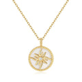 Nagosa Unique Design 18k Gold Vermeil 925 Sterling Silver Mother of Pearl Pendant Round Sunburst Pendant Necklaces for Women
