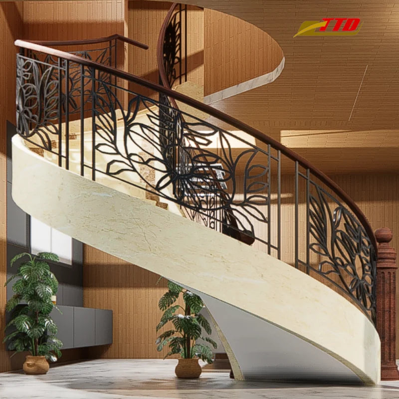 Modern Wrought Iron Stair Railings for Villa-Enhance Beauty Stability Architectural Style