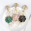 HOT Flower Keychain Metal Sparkle Rhinestone Imitation Pearl Cute Keyring for Women Girls Car Key Bags Wallet Charm Accessories