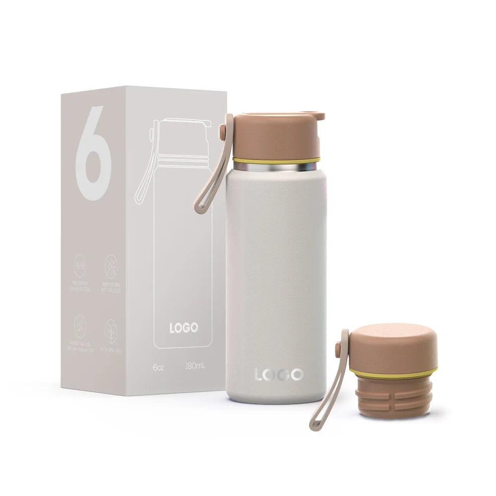 2025 Custom logo Kids Thermos Double Wall Insulated 304 Stainless Steel Leakproof Water Bottle with Straw and Silicone handle